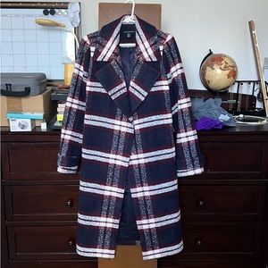 Saks Fifth Avenue Plaid Trench Coat